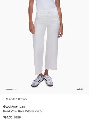 Good American White Cropped Palazzo Jeans